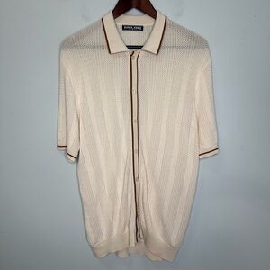 PJ Paul Jones Buttoned Front Short Sleeve Retro Style Knit Polo Shirt Size S/M
